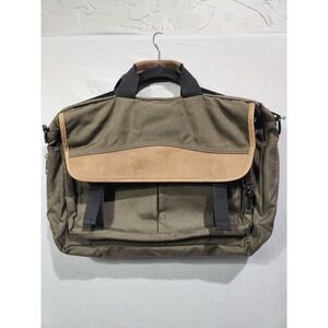 TRAGER Seattle USA‎ Olive Green Canvas Leather Laptop Messenger Briefcase Bag